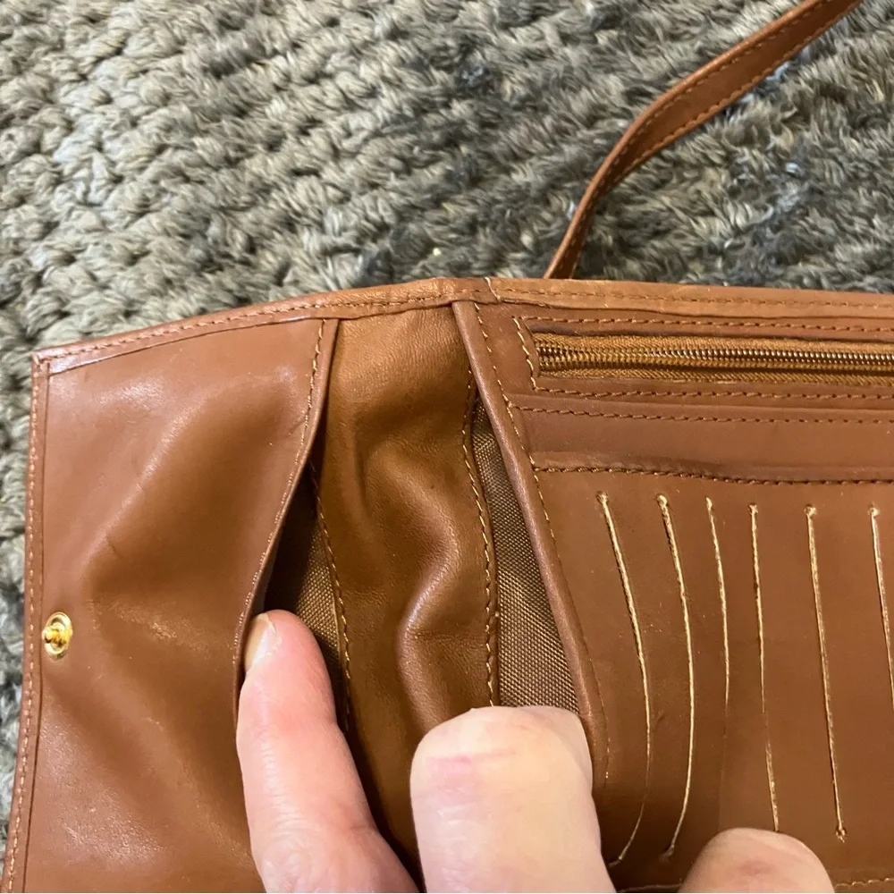 Vintage Macro Bag‎ Brown Cowhide Leather Crossbody Wallet With Adjustable Strap